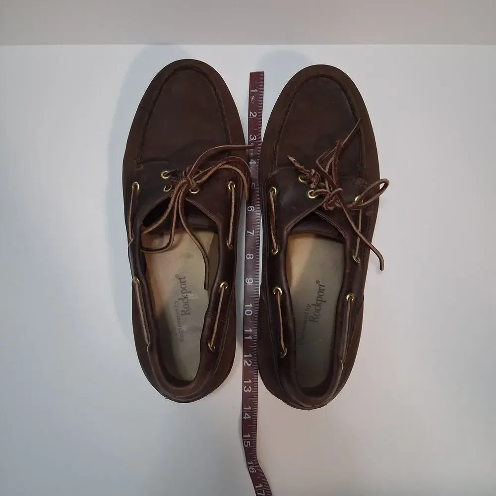 Rockport Men 13XW Boat Shoes Brown Leather Classic Moccasin